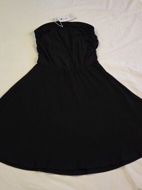 Casual Women's Strapless Black A-Line Dress